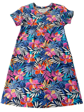 Southwind Apparel Hawaiian Print Cap Sleeve Dress with Pockets Sz XS